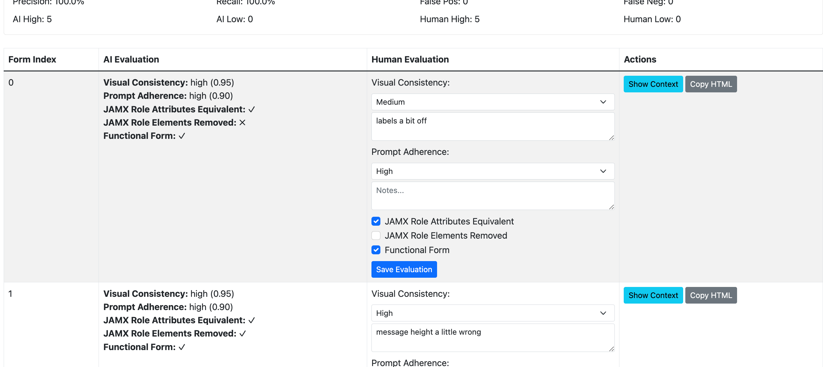 Evaluation webapp